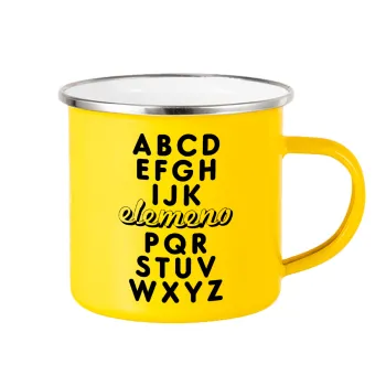 ABCD Elemeno Alphabet , Yellow Enamel Metallic Cup 360ml