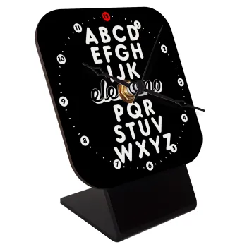 ABCD Elemeno Alphabet , Quartz Wooden table clock with hands (10cm)