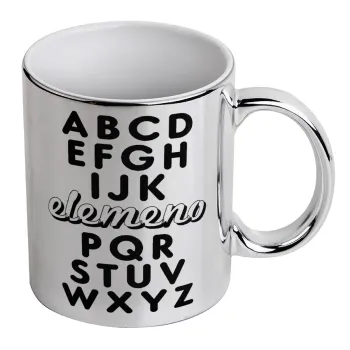ABCD Elemeno Alphabet , Mug ceramic, silver mirror, 330ml