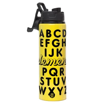 ABCD Elemeno Alphabet , Μεταλλικό παγούρι νερού με καπάκι ασφαλείας, αλουμινίου 850ml