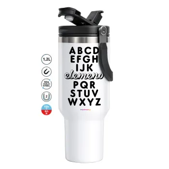 ABCD Elemeno Alphabet , Mega Tumbler με καπάκι, διπλού τοιχώματος (θερμό) 1,2L