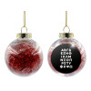 Στολίδι Χριστουγεννιάτικη μπάλα δένδρου διάφανη με κόκκινο γέμισμα 8cm