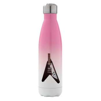 Guitar flying V, Metal mug thermos Pink/White (Stainless steel), double wall, 500ml