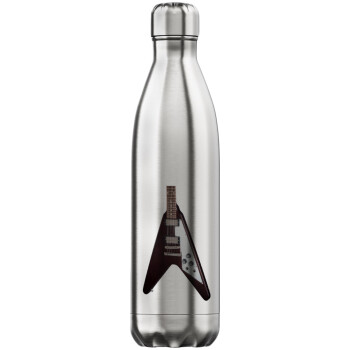 Guitar flying V, Μεταλλικό παγούρι θερμός Inox (Stainless steel), διπλού τοιχώματος, 750ml