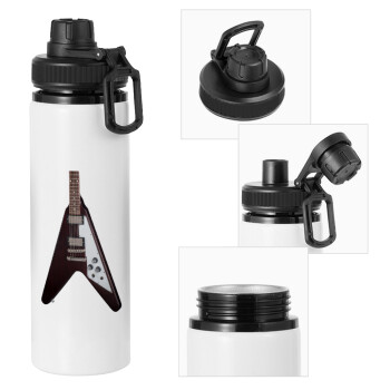 Guitar flying V, Metal water bottle with safety cap, aluminum 850ml