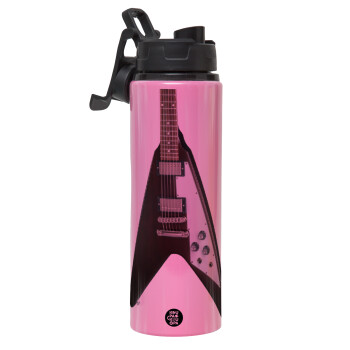 Guitar flying V, Metallic water bottle with safety lid, 850ml aluminum