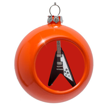 Guitar flying V, Orange Christmas tree ornament bauble 8cm