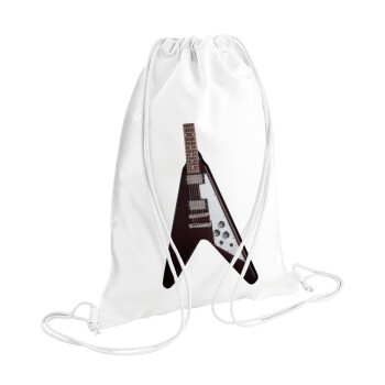 Guitar flying V, Τσάντα πλάτης πουγκί GYMBAG λευκή (28x40cm)