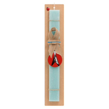 Guitar flying V, Easter Set, wooden keychain & aromatic flat Easter candle (30cm) (TURQUOISE)