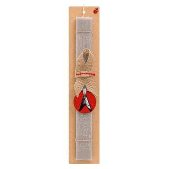 Guitar flying V, Easter Set, wooden keychain & scented Easter candle flat (30cm) (GRAY)
