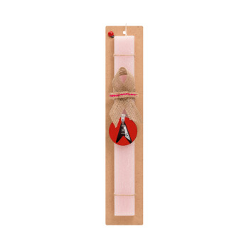 Guitar flying V, Easter Set, wooden keychain & scented flat Easter candle (30cm) (PINK)