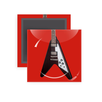 Guitar flying V, Μαγνητάκι ψυγείου τετράγωνο διάστασης 5x5cm