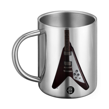 Guitar flying V, Ανοξείδωτη Μεταλλική Κούπα 450ml - Διπλού Τοιχώματος