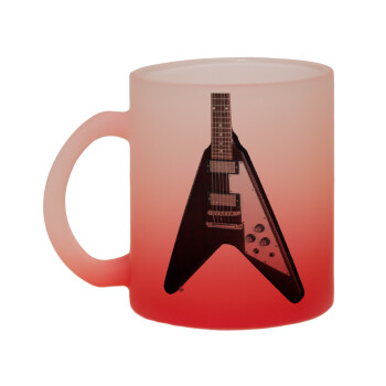 Guitar flying V, Κούπα γυάλινη δίχρωμη με βάση το κόκκινο ματ, 330ml