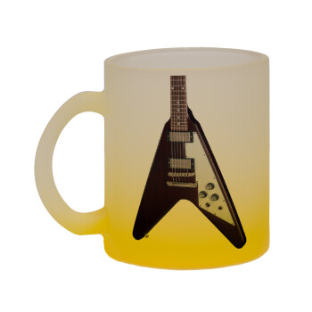 Guitar flying V, Κούπα γυάλινη δίχρωμη με βάση το κίτρινο ματ, 330ml