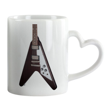 Guitar flying V, Mug heart handle, ceramic, 330ml