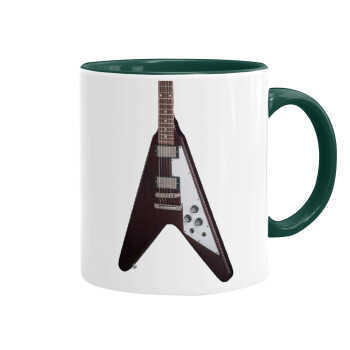 Guitar flying V, Mug colored green, ceramic, 330ml