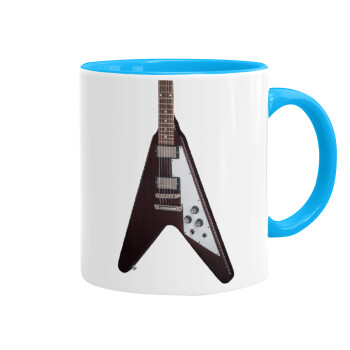 Guitar flying V, Mug colored light blue, ceramic, 330ml