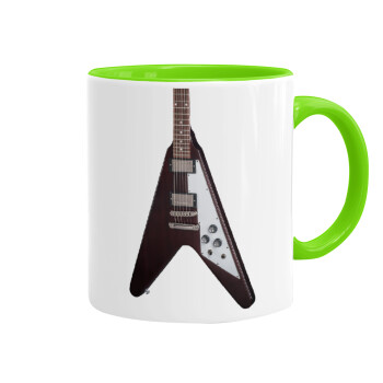 Guitar flying V, Mug colored light green, ceramic, 330ml