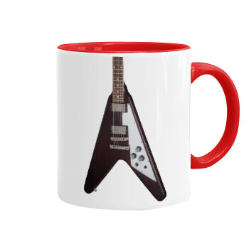 Guitar flying V, Mug colored red, ceramic, 330ml