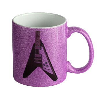 Guitar flying V, Κούπα Μωβ Glitter που γυαλίζει, κεραμική, 330ml