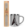Easter Set, metallic thermal cup (300ml) & Easter aromatic flat candle (30cm) (GRAY)