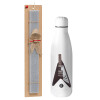 Easter Set, metallic stainless thermos bottle (500ml) & scented flat Easter candle (30cm) (GRAY)