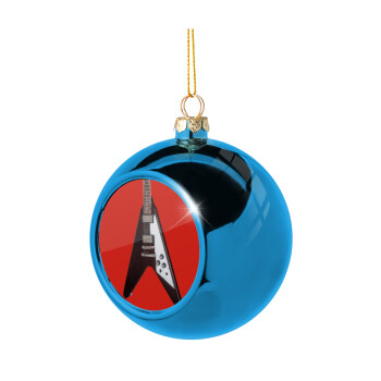 Guitar flying V, Χριστουγεννιάτικη μπάλα δένδρου Μπλε 8cm