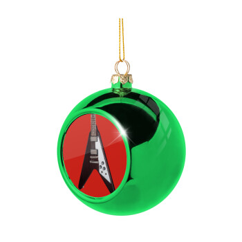 Guitar flying V, Χριστουγεννιάτικη μπάλα δένδρου Πράσινη 8cm