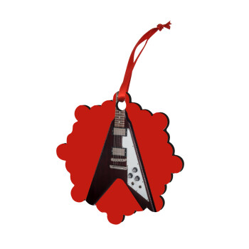 Guitar flying V, Christmas ornament snowflake wooden 7.5cm