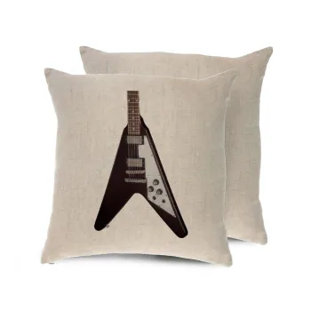 Guitar flying V, Μαξιλάρι καναπέ ΛΙΝΟ 40x40cm περιέχεται το  γέμισμα