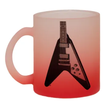 Guitar flying V, Κούπα γυάλινη δίχρωμη με βάση το κόκκινο ματ, 330ml