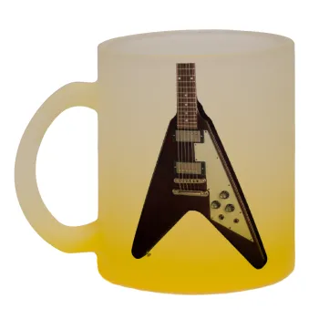Guitar flying V, Κούπα γυάλινη δίχρωμη με βάση το κίτρινο ματ, 330ml