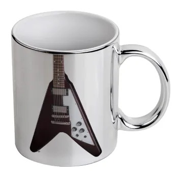 Guitar flying V, Κούπα κεραμική, ασημένια καθρέπτης, 330ml