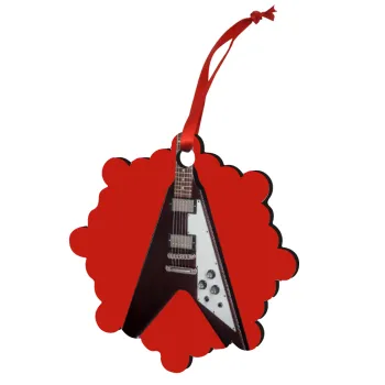 Guitar flying V, Christmas ornament snowflake wooden 7.5cm