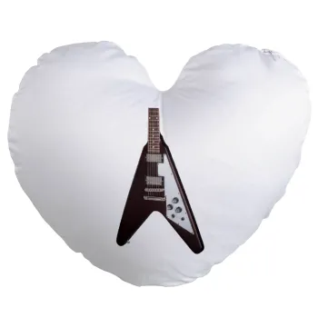 Guitar flying V, Μαξιλάρι καναπέ καρδιά 40x40cm περιέχεται το  γέμισμα