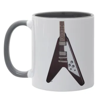 Guitar flying V, Κούπα χρωματιστή γκρι, κεραμική, 330ml