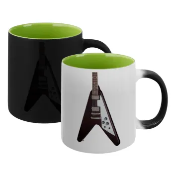 Guitar flying V, Κούπα Μαγική εσωτερικό πράσινο, κεραμική 330ml που αλλάζει χρώμα με το ζεστό ρόφημα
