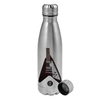 Guitar flying V, Metallic water bottle, stainless steel, 750ml