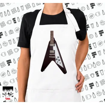 Guitar flying V, Ποδιά μακριά Σεφ ολόσωμη με τσέπες white (ΕΝΗΛΙΚΩΝ)