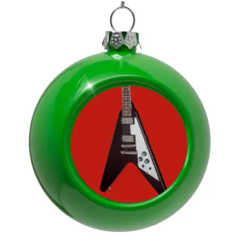 Guitar flying V, Green Christmas tree ornament bauble 8cm