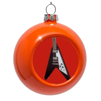 Guitar flying V, Orange Christmas tree ornament bauble 8cm