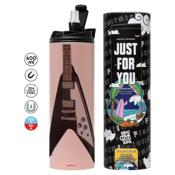 Guitar flying V, Tumbler stainless steel PINK 600ml