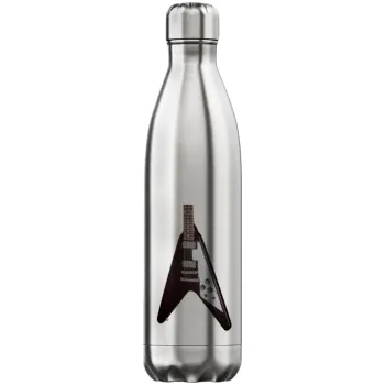 Guitar flying V, Μεταλλικό παγούρι θερμός Inox (Stainless steel), διπλού τοιχώματος, 750ml