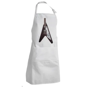 Guitar flying V, Adult Chef Apron (with sliders and 2 pockets)