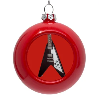 Guitar flying V, Red Christmas tree ornament bauble 8cm