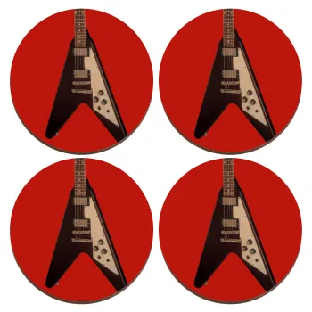 Guitar flying V, ΣΕΤ x4 Σουβέρ ξύλινα στρογγυλά plywood (9cm)