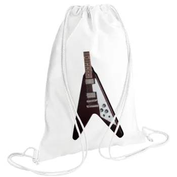 Guitar flying V, Τσάντα πλάτης πουγκί GYMBAG λευκή (28x40cm)