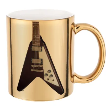 Guitar flying V, Κούπα κεραμική, χρυσή καθρέπτης, 330ml