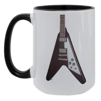 Guitar flying V, Κούπα Mega 15oz, κεραμική Μαύρη, 450ml